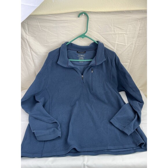LL Bean Trail Fleece Sweater Mens XL Blue Long Sleeve 1/4 Zip Pullover - Picture 3 of 6